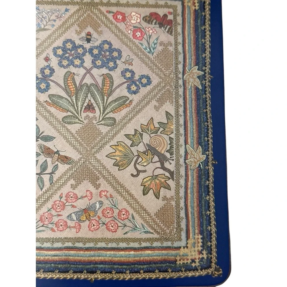 Pimpernel Rare Embroidery Pattern Cork Back Placemats Set Of‎ 6 In Box 9x12